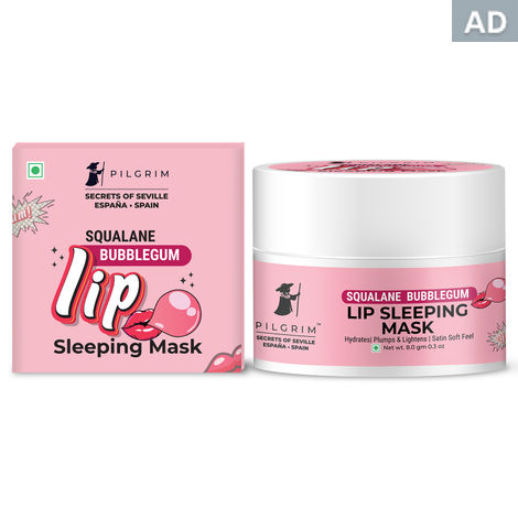 Pilgrim Squalane Bubblegum Lip Sleeping Mask For Women & Men With Shea Butter For Hydrated & Soft Lips | Lip Sleeping Mask For Perfect Pout, 8 gm