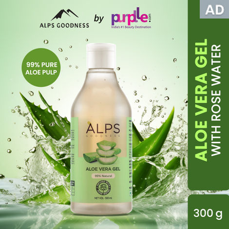 Alps Goodness Aloe Vera Gel infused with Rose Water 300 ml I Natural Moisturizer I For Soft Skin I Soothing & Refreshing I For All Skin & Hair Types I Leave-In Conditioner