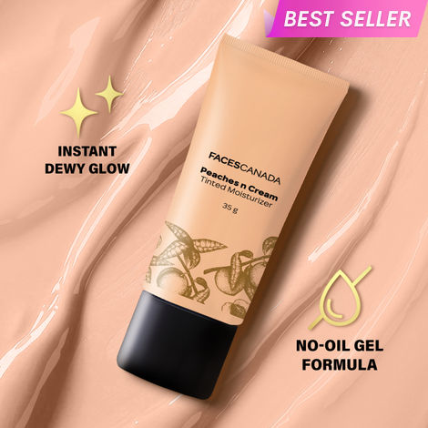 Buy FACES CANADA Peaches N Cream Tinted Moisturizer - Light 01, 35 gm | Soft Peachy, Natural Glow | Lightly Tinted BB Cream | Non Oily Lightweight Gel Formula | Blends Easily | Suitable For All Skin Types-Purplle