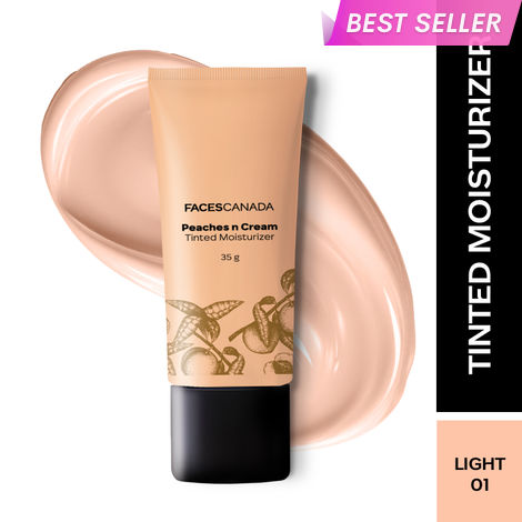 Buy FACES CANADA Peaches N Cream Tinted Moisturizer - Light 01, 35 gm | Soft Peachy, Natural Glow | Lightly Tinted BB Cream | Non Oily Lightweight Gel Formula | Blends Easily | Suitable For All Skin Types-Purplle