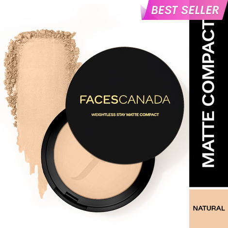 Buy FACES CANADA Weightless Stay Matte Finish Compact Powder - Natural, 9 gm| Non Oily Matte Look | Evens Out Complexion | Hides Imperfections | Blends Effortlessly | Pressed Powder For All Skin Types-Purplle
