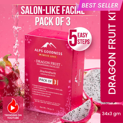 Buy Alps Goodness Dragon Fruit Brightening Facial Kit - Pack of 3 (34 gm x 3)-Purplle