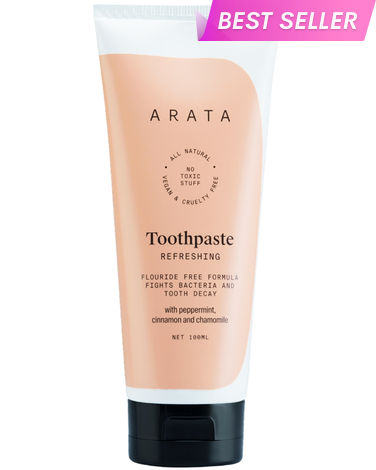 Buy Arata Natural Refreshing Toothpaste with Peppermint ,Cinnamon & Chamomile || All Natural ,Vegan & Cruelty Free || Flouride Free Formula Fights Bacteria & Tooth Decay -100 ml-Purplle
