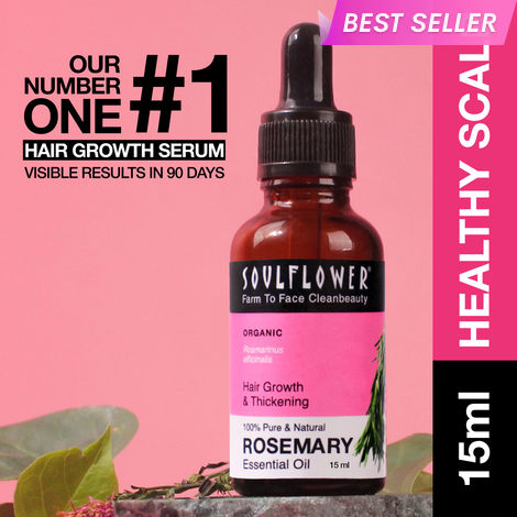 Buy Soulflower Rosemary Essential Oil for Hair Growth, Hair Fall Control and Nourishment, Skin Care | Clinically Tested & Ecocert Certified Organic 100% Pure, Natural, Undiluted | 15 ml-Purplle