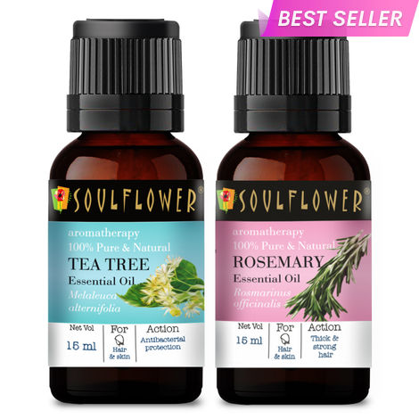 Buy Soulflower Tea Tree Essential Oil (15ml) and Rosemary Essential Oil (15ml) Pack of 2-Purplle