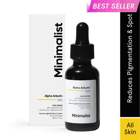 Buy Minimalist 2% Alpha Arbutin Face Serum for Pigmentation, Acne Marks & Dark Spots Removal With Hyaluronic Acid , 30ml-Purplle