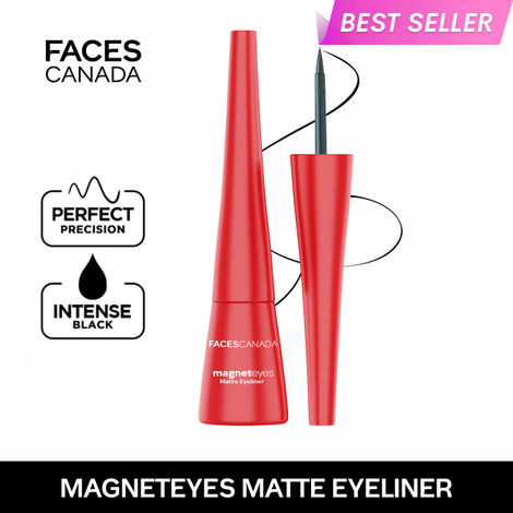 Buy FACES CANADA Magneteyes Eyeliner - Black, 4.5 ml | Intense Matte Finish | Quick Drying | 24HR Long Lasting | Fine Tip For Precise Smooth Application | Almond Oil Enriched | Waterproof | Smudgeproof-Purplle
