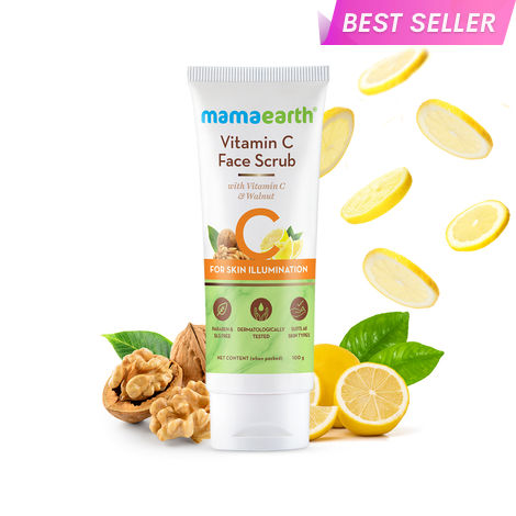 Buy Mamaearth Vitamin C Face Scrub for Glowing Skin, With Vitamin C and Walnut For Skin Illumination – 100 g-Purplle