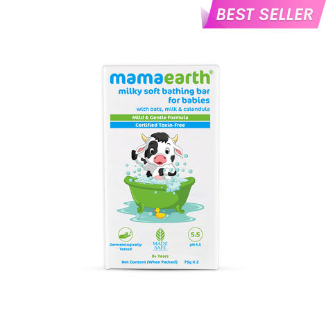 Buy Mamaearth Milky Soft Bathing Bar with Oats, Milk and Calendula for Babies - 75 gm x 2-Purplle