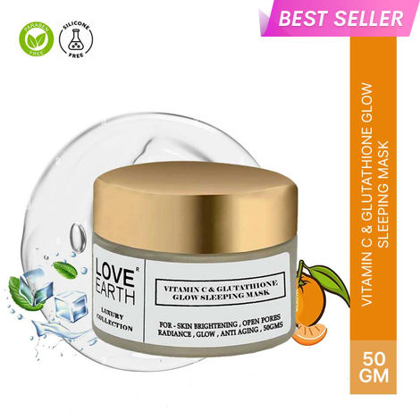 Buy Love Earth Vitamin C And Glutathione Glow Sleeping Mask With Pure Vitamin C & Aloe Vera For Skin Hydration & Radiance For All Skin Types 50 gm-Purplle