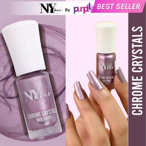 Buy NY Bae Chrome Crystals Nail Paint - Purple Diamond 12 (3 ml) | Purple | Glossy Finish | Rich Pigment | Chip-proof | Full Coverage | Vegan-Purplle