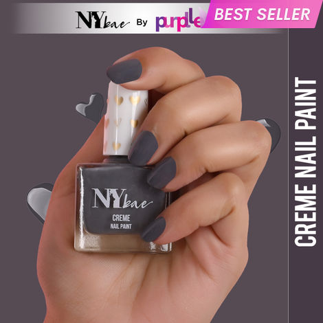 Buy NY Bae Creme Nail Paint - Charcoal Grey 19 (10 ml) | Grey | Rich Pigment | Chip-proof | Full Coverage | Travel Friendly | Vegan-Purplle
