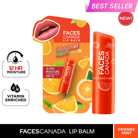 Buy Faces Canada Lip Balm | 12Hr Moisture For Dry, Chapped Lips | Vitamin C | Spf 15 | Orange + Mint Orange Mint 01 (4.5 G)-Purplle