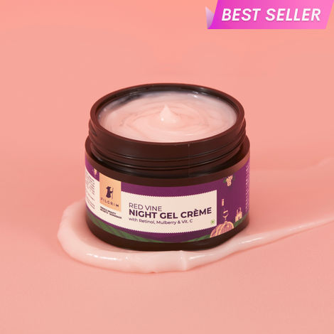 Buy Pilgrim Red Vine Night Gel Creme with Retinol, Mulberry & Vitamin C For Glowing Skin (50 g)-Purplle