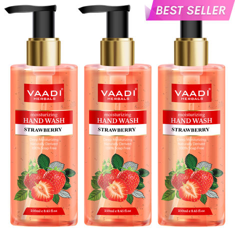 Buy Vaadi Herbals Pack of 3 Deep Moisturizing Strawberry Hand Wash (250 ml x 3)-Purplle
