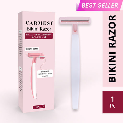 Buy Carmesi Bikini Razor for Women (Pack of 1) | For Irritation-Free Shaving of Bikini Line | Japanese Nano-Precision Blade & Safety Comb | No Cuts | Safe & Hygienic-Purplle
