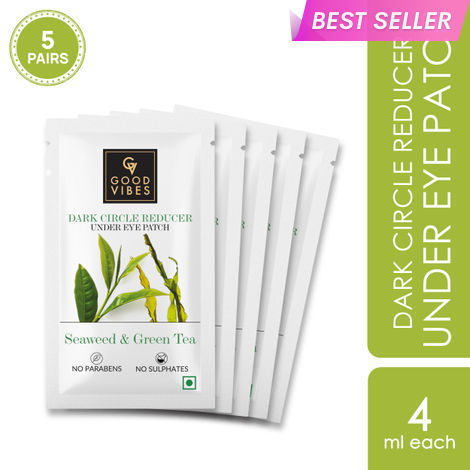 Buy Good Vibes Seaweed & Green Tea Dark Circle Reducer Under Eye Patch | Anti-Ageing | Vegan, No Parabens, No Sulphates, No Mineral Oil (20 ml)-Purplle