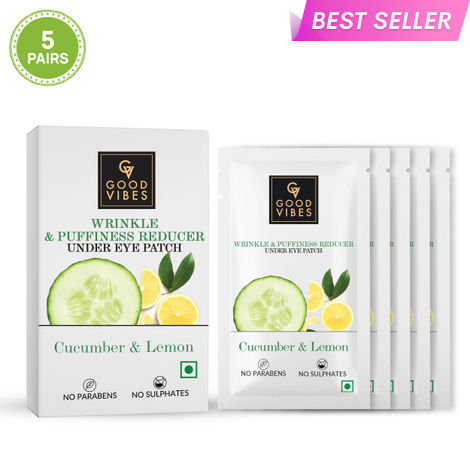 Buy Good Vibes Cucumber & Lemon Wrinkle & Puffiness Reduction Under Eye Patch | Lightening | Vegan, No Parabens, No Sulphates, No Mineral Oil (20 ml)-Purplle