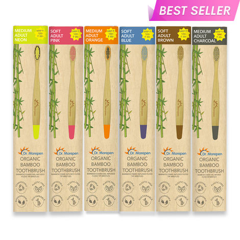 Buy DR. MOREPEN Organic Bamboo Toothbrush For Adults Pack of 6-Purplle