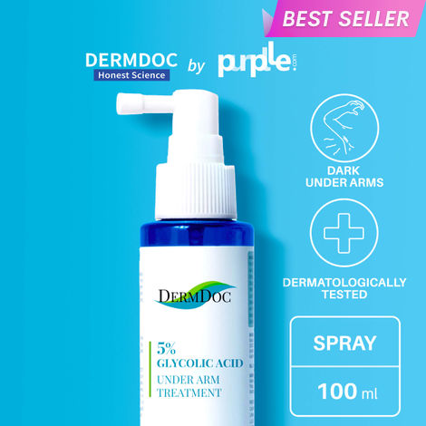 Buy DermDoc by Purplle 5% Glycolic Acid Under Arm Treatment (100ml) | darkened underarms, lightening spray | body odour, dark elbow, dark neck, spray, glycolic acid-Purplle