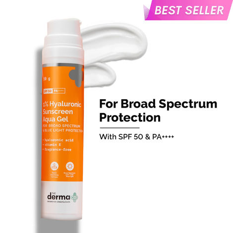 Buy The Derma Co. 1% Hyaluronic Sunscreen Aqua Gel with SPF 50 & PA++++ for Broad Spectrum & Blue Light Protection 50g-Purplle