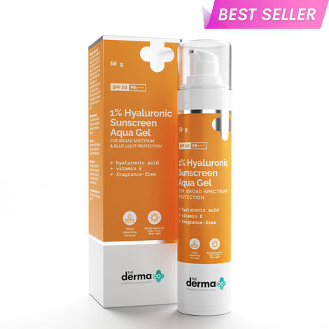 Buy The Derma Co.1% Hyaluronic Sunscreen Aqua Gel with SPF 50 PA++++ For Broad Spectrum, UV A, UV B & Blue Light Protection - 50g-Purplle