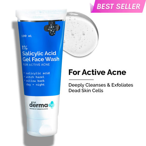 Buy The Derma Co. 1% Salicylic Acid Gel Face Wash with Salicylic Acid & Witch Hazel For Active Acne - 100ml-Purplle