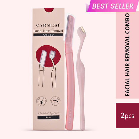 Buy Carmesi Women's Facial Hair Removal Combo | Pack of 1 Facial Razor & 1 Eyebrow Razor | Instant & Painless Hair Removal | Eyebrows, Upper Lip, Peach Fuzz, Sideburn, Forehead-Purplle