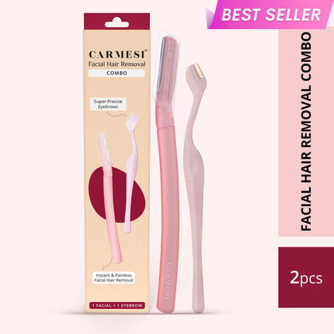 Buy Carmesi Women's Facial Hair Removal Combo | Pack of 1 Facial Razor & 1 Eyebrow Razor | Instant & Painless Hair Removal | Eyebrows, Upper Lip, Peach Fuzz, Sideburn, Forehead-Purplle