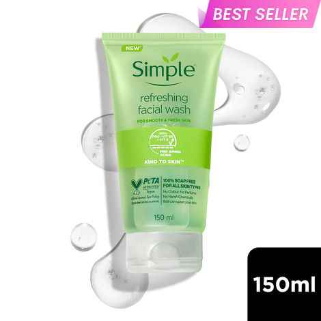 Buy Simple Kind To Skin Refreshing Face Wash (150 ml) | For All Skin Types | No Soap, No Added Perfume, No Harsh Chemicals, No Artificial Color, No Alcohol and No Parabens-Purplle