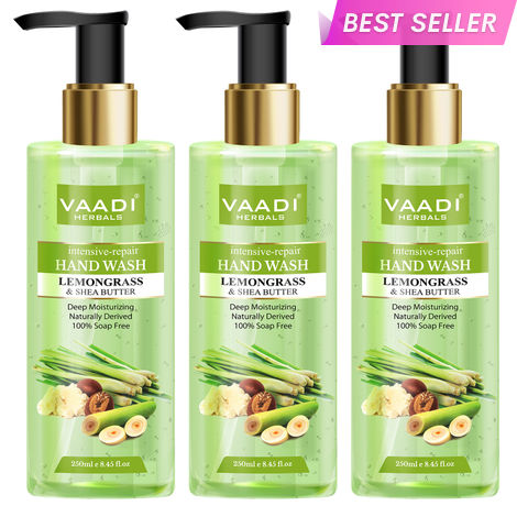Buy Vaadi Herbals Pack of 3 Intensive-Repair Lemongrass & Shea Butter Hand Wash (250 ml x 3)-Purplle