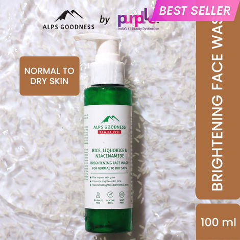 Buy Alps Goodness Rice, Liquorice & Niacinamide Brightening Facewash For Normal to Dry Skin (100 ml) | Sulphate Free, Soap Free, Silicone Free, Paraben Free, Mineral Oil Free | Gentle Face Cleanser-Purplle