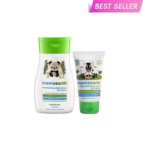 Buy Mamaearth Moisturizing Daily Lotion For Babies And Milky Soft Natural Baby Face Cream For Babies Combo of 2-Purplle