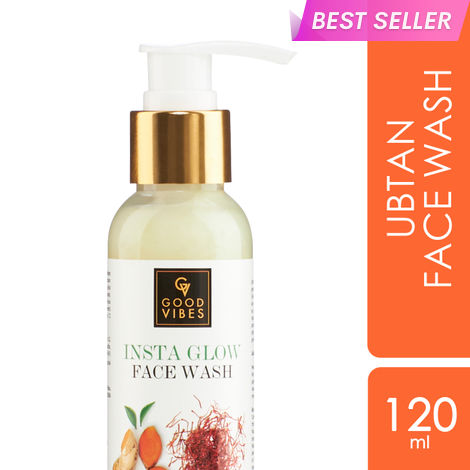 Buy Good Vibes Ubtan Insta Glow Face Wash | Brightening, Cleansing | Vegan, No Parabens, No Mineral Oil, No Animal Testing (120 ml)-Purplle