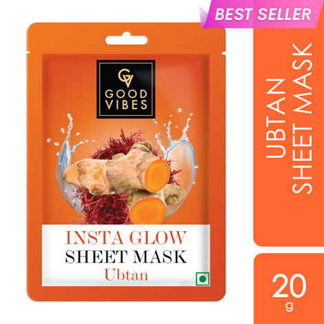 Buy Good Vibes Ubtan Insta Glow Sheet Mask | For Smooth & Bright Skin | Treats Rough Skin, Cleanses Dirt & Impurities (20 g)-Purplle
