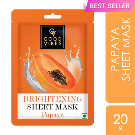 Buy Good Vibes Papaya Brightening Sheet Mask | Glowing Softening Anti-Pigmentation | Vegan No Parabens No Sulphates No Alcohol No Animal Testing (20 gm)-Purplle