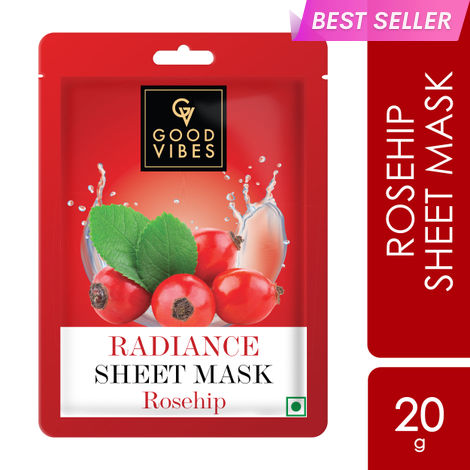Buy Good Vibes Rosehip Radiance Sheet Mask | Glowing, Moisturizing | Vegan, No Parabens, No Sulphates, No Alcohol, No Animal Testing (20 ml)-Purplle