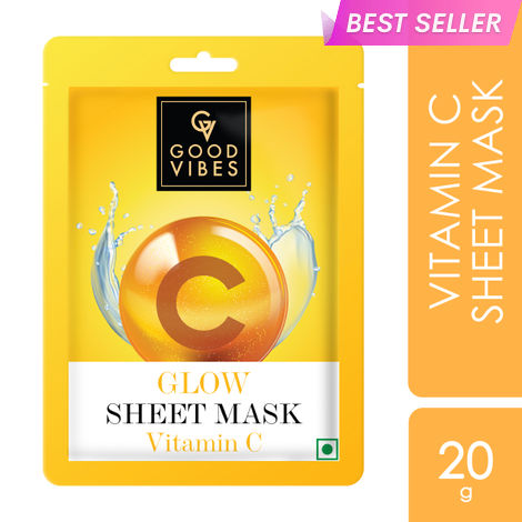 Buy Good Vibes Vitamin C Glow Sheet Mask | For Radiant, Glowing Skin | Vegan, No Parabens, No Sulphates, No Mineral Oil, No Animal Testing (20 g)-Purplle