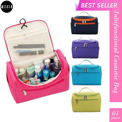 Buy MeSkin Multifunctional Cosmetic Bag with Hook for Travelling , Makeup Organizer Storage Bag (Assorted Colors) 1 Pc-Purplle