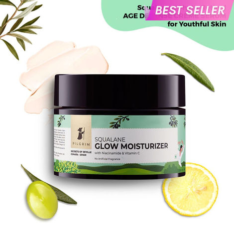 Buy Pilgrim Squalane Glow Moisturizer For Face With Niacinamide & Vitamin C | Vitamin C For Brightens Skin & Hydrating Skin (50 g)-Purplle