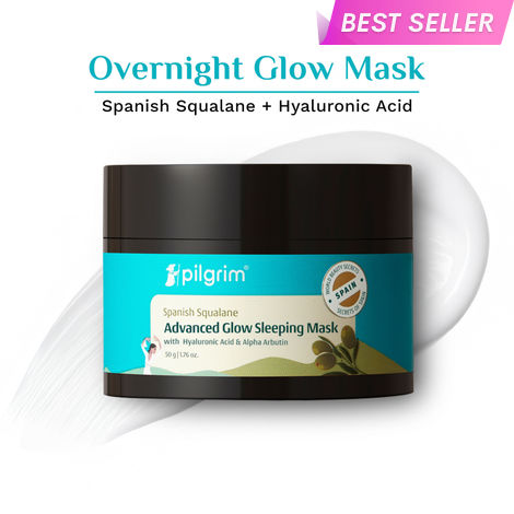 Buy Pilgrim Squalane Glow Sleeping Mask with&nbsp;Alpha Arbutin&nbsp;& Hyaluronic acid 50 gm-Purplle