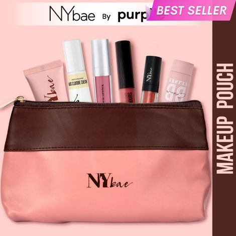 Buy NY Bae Twin Hues Makeup Pouch | Makeup Bag | Dual Tone | Brown & Pink | Multi Purpose | Travel Friendly - Rosewood 01-Purplle