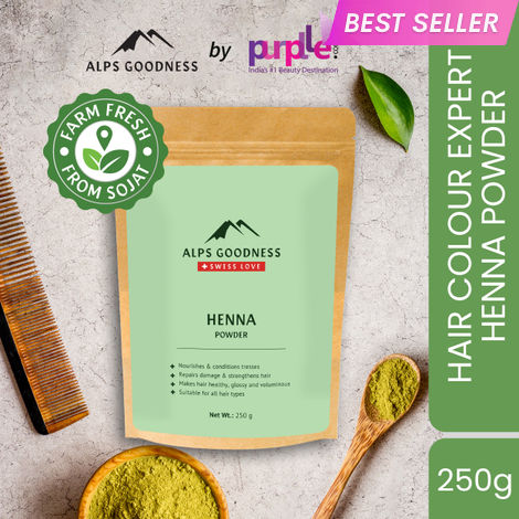 Buy Alps Goodness Henna Powder (250 gm) | 100% Natural Mehendi Powder | Sojat Mehendi | No Preservatives No added Chemicals | Henna Powder for Hair-Purplle