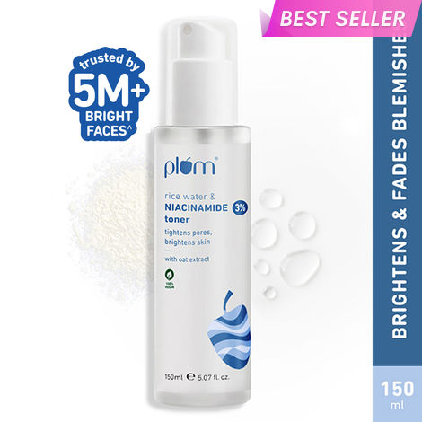 Buy Plum 3% Niacinamide & Rice Water Alcohol-Free Toner - Tightens Pores, Brightens & Fades Blemishes 150 ml-Purplle
