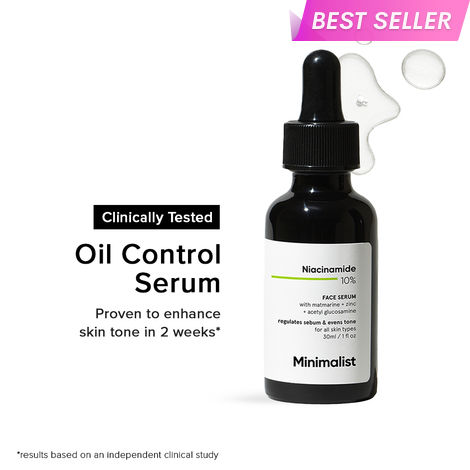 Buy Minimalist 10% Niacinamide face Serum with Matmarine + Zinc + Acetyl Glucosamine Regulates Sebum & Evens Tone, for all skin Types, 30 ml-Purplle