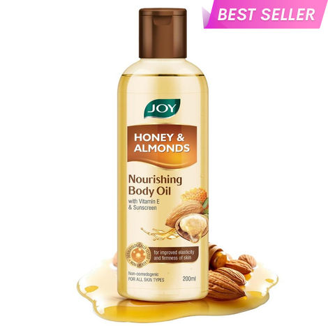 Buy Joy Honey & Almonds Body Oil – After-Bath Daily-Use Badam Massage Oil with Vitamin E & Sunscreen | Full-Body Relaxation, Dry-Skin & Summer Moisture | 200 ml-Purplle
