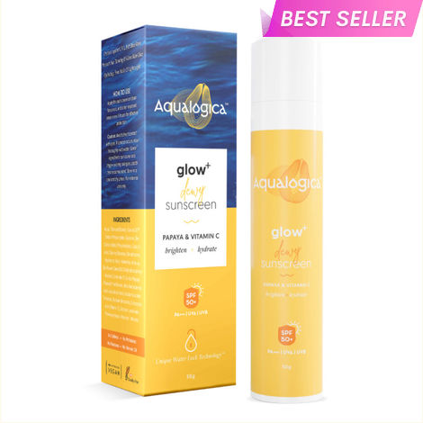Buy Aqualogica Glow+ Dewy Sunscreen with Papaya & Vitamin C - SPF 50 PA++++ for UVA/B protection, 50G-Purplle