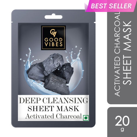 Buy Good Vibes Activated Charcoal Deep Cleansing Sheet Mask | Detoxifying, | Cleanses Dirt & Impurities (20 gm)-Purplle