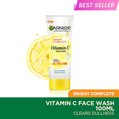 Buy Garnier Bright Complete VITAMIN C Facewash, 100g-Purplle