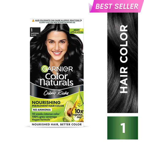 Buy Garnier Color Naturals Nourishing Permanent Hair Color - Natural Black 1 (70 ml + 60 g)-Purplle